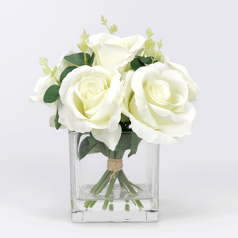 Silk Roses & Small Eucalyptus, 20 CM